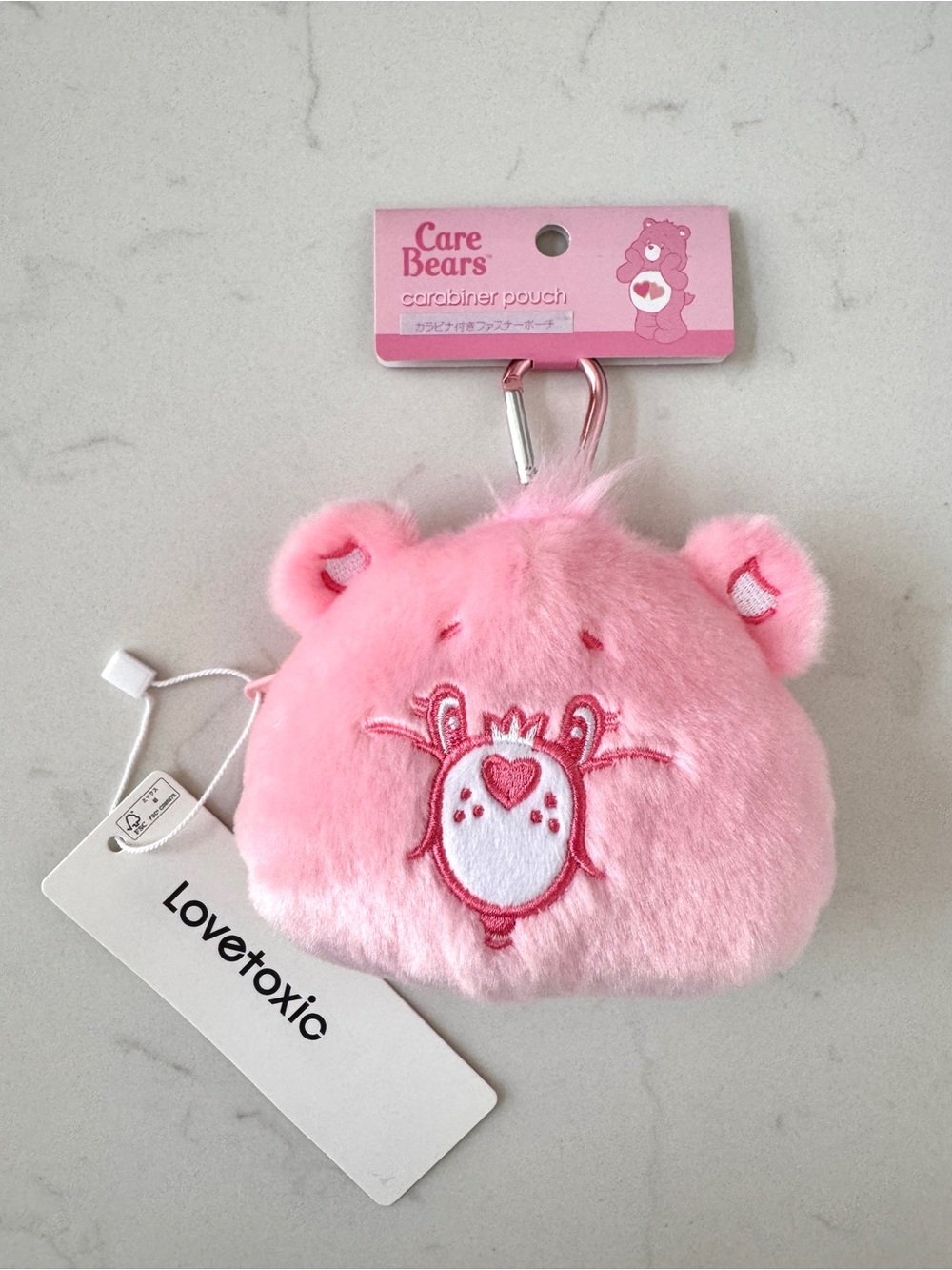 Care Bears™ Love-a-Lot Bear Pink Plush Carabiner Pouch